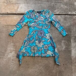 Karen Kane paisley 3/4 sleeves mesh blouse